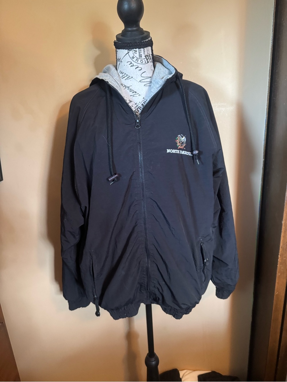 Weatherproof Black Hooded Windbreaker with Embroidered Logo